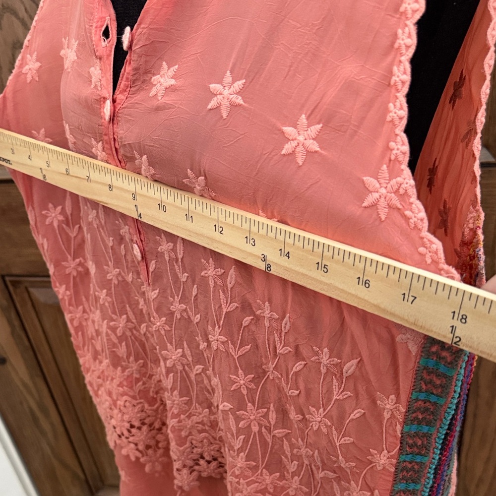 Like New Johnny Was! Orange button up sleeveless tunic embroidered sides size lg - Picture 11 of 15
